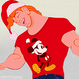 Hercules wearing a Santa Mickey tee.
