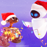 Wall-e and eve played with Christmas lights