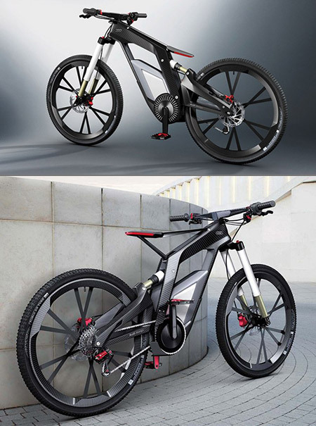 (via Audi’s Electric Bicycle Can Hit 50MPH, Has Integrated...