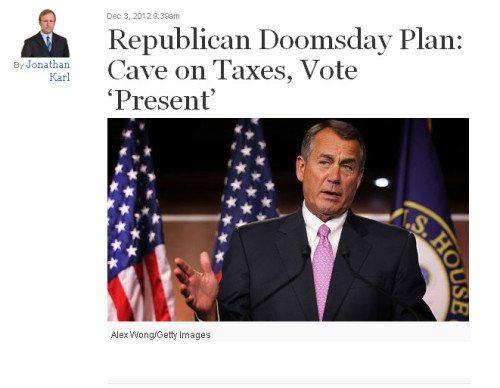 ABC - 'Republican Doomsday Plan - Cave on Taxes, Vote ‘Present’.'