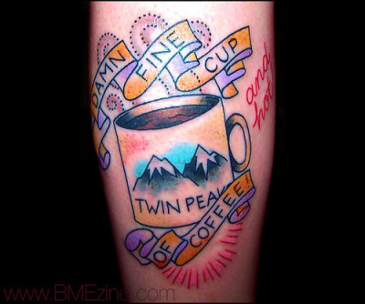 Twin Peaks tattoo…awesome. ksen: (BME). The first comment: “I have that mug!
