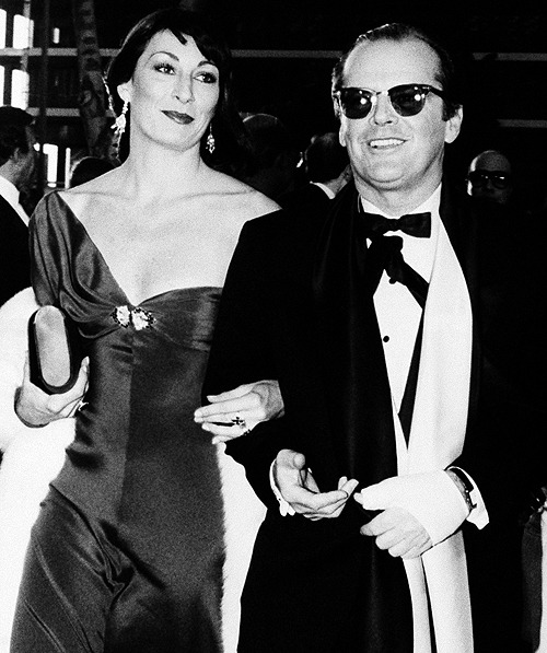 Anjelica Huston and Jack Nicholson at the 58th Academy Awards ceremony, Los Angeles, March 1986.
