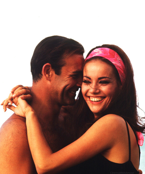 Sean Connery and Claudine Auger on the set of Thunderball, 1965.