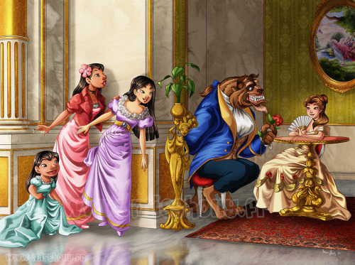 Art Disney Fanart Beauty And The Beast Mulan Lilo Nani