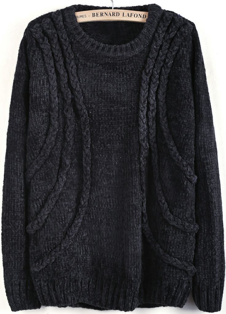 Grey Long Sleeve Cable Knit Loose Sweater - Connie's Latest