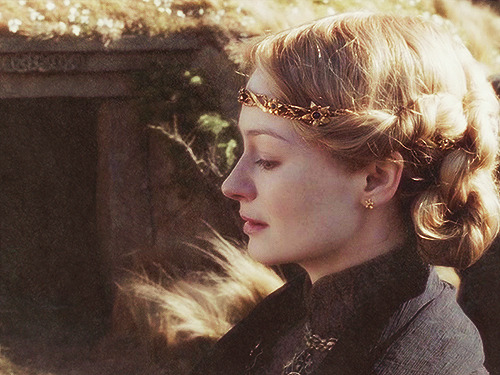  “For she is a fair maiden, fairest lady of a house of queens. And yet I know not how I should speak of her. When I first looked on her and perceived her unhappiness, it seemed to me that I saw a white flower standing straight and proud, shapely as a lily, and yet knew that it was hard, as if wrought by elf-wrights out of steel. Or was it, maybe, a frost that had turned its sap to ice, and so it stood, bitter-sweet, still fair to see, but stricken, soon to fall and die?” 