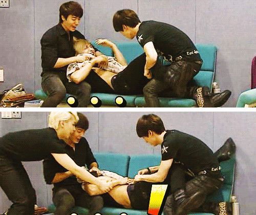 SuJu taking off Leader’s clothes xD