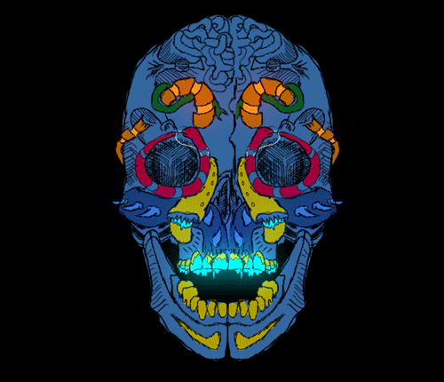Image result for psychedelic skull gif
