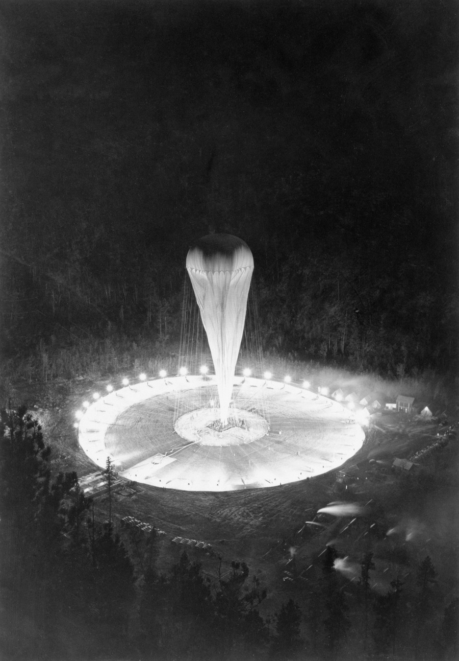 The balloon Explorer II is launched in 1935 in South Dakota.Photograph by Richard Hewitt Stewart, National Geographic