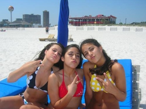 that duckface, the bikinis, and the super-nice resort-looking beach combo just screams “tough,” doesn’t it? where are you girls, at your grandma’s condo on the gulf coast?