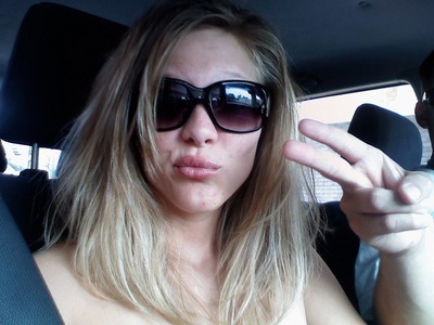 you&#8217;ve got the car, the oversized sunglasses, the peace sign (sorta), and the fucking duckface. girl, you are a stereotype. ew.