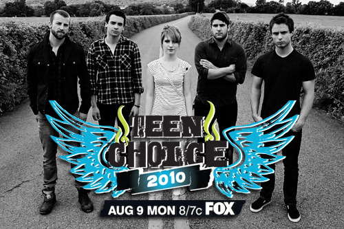 fueledbyramen: Paramore have been nominated for four Teen Choice Awards and Hayley is up for one herself in the Choice Music category! The band is nominated for Choice Rock Group and brand new eyes is in the running for Choice Rock Album. The singles ‘Ignorance’ and ‘The Only Exception’ are nominated for Choice Rock Track and Choice Love Song, respectively. Hayley is nominated for Choice Hook Up for her work on the song ‘Airplanes’ with B.o.B! Click HERE to cast your votes for Paramore and help them take home some awards. Tune in Monday, August 9th on FOX to see the results! 
