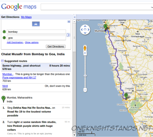 Google Map - Bollywood editionHere&amp;#8217;s how you go from Bombay to Goa