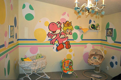 Nerdy Nursery: Whoa! This is maybe the coolest nursery I have ever seen. One question: Bowser isn’t going to haunt my dreams, is he? (via The Frisky)  - Bash N. Poo, Music
