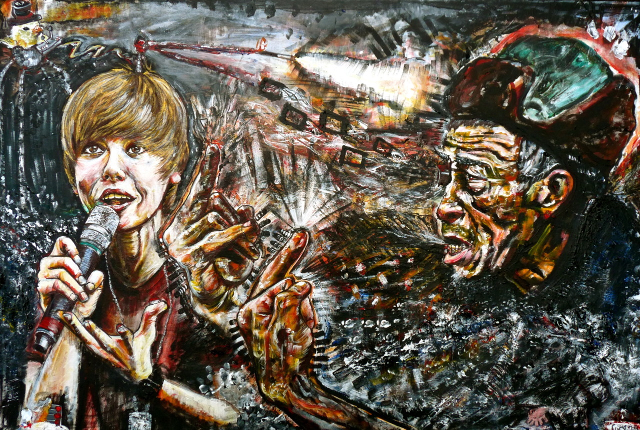 "N. Korea Responds" by Simong Tosky Link to check out more art &amp; paintings by me:  www.simongsays.tumblr.com thanks!