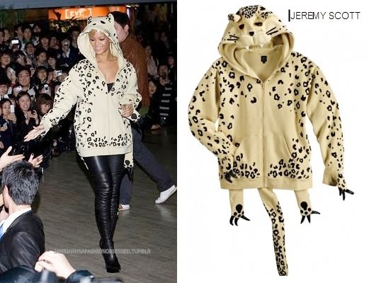 TO @teganleadrawings
The hoody Rihanna was seen wearing in is by Jeremy Scott it&#8217;s from his 2009 Adidas collection. The only problem is that it&#8217;s from that long ago that it is now hard to get :( some of his collections that are similar to this are still available online. Especially Ebay&#8230;depending on where you live heres a link EBAY