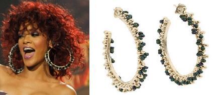 Hi, @ jamilalikesstars
I can&#8217;t identify the earrings Rihanna was seen wearing here but I found a similar version to hers by Kendra Scott a bit pricey ($89.00) which you can buy here by ZAPPO , but I&#8217;m sure they are other retailers that sale other similar versions to Rihanna&#8217;s which is cheaper just keep on a look out :)