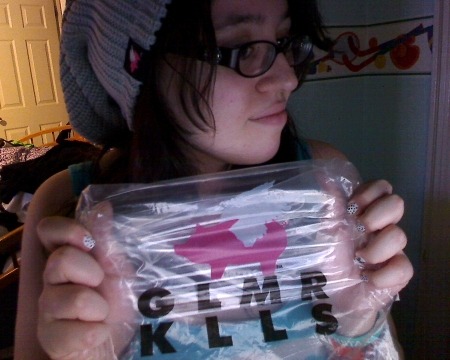 "ahh!! thanks @thecircakyle for my @glamourkills beanie!!! definitely love this as my early birthday gift &lt;3 2nd Glamour Kills thing i own. lovelovelove this! :) what do YOU own by Glamour Kills? :)" - Dailybooth. i&#8217;ve been wanting an AWG beanie for SO long, but i never wanted to spend the $26 for it. so thanks Kyle!! :)