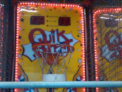 You can barely see it&#8230;but I got 119 at the arcade in Lake George over the weekend.  Beat the old record by 1 point!  I celebrated like I won the NBA Finals.<br />
Guess I still got a lil left in my jump shot! (&#8230;albeit on a six foot rim with a tiny ball.)