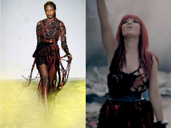 Rihanna wears Rodarte&#8217;s Spring 2010 Hand Crochet and Knit Fringe Dress in Nicki Minaj’s new video, Fly