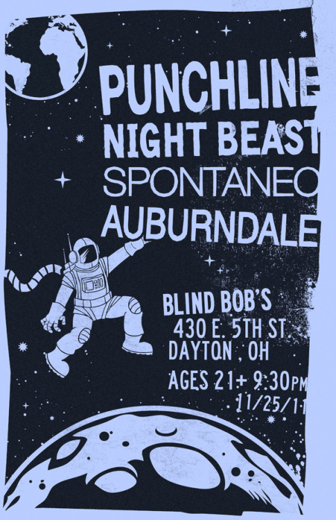 tdrrecords: Punchline is headed back to Dayton Ohio this Friday! Full details are below.Friday November 25, 2011 in Dayton, OHVenue: Blind Bob’s (430 E. 5th Street)Time: 9:30pmAges: 21+ / RSVPBands: Punchline, Nightbeast, Spontaneo, Auburndale 