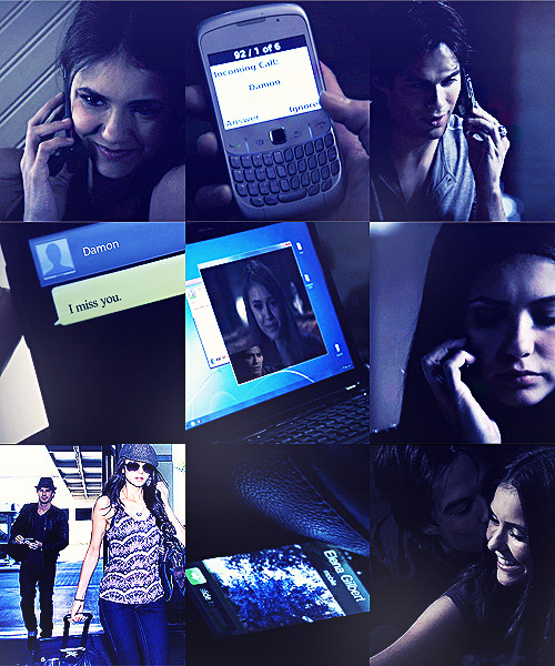 thekeytodelena: AU MEME - Damon and Elena in a long distance relationship. As the laughter faded away between them through the phone line — caused, of course, by one of his usual smart-ass remarks — Elena’s face grew serious as she held the phone closer to her ear. “I miss you, ” She said quietly, trying not to let out the emotions she had tightly bottled up. She blinked away the moisture in her eyes, holding onto the deep sound of his voice as she laid in her bed alone. “Just fifteen days, ” Damon said, his voice just as quiet, full of the warmth that only she seemed to get from him. She knew very well how many days were left. She’d been unable to think about anything other than the day his flight was coming in. Elena nodded, unable to speak yet. It wasn’t like he could see her — he wasn’t even there. But sometimes, it was easy to forget. Hearing his voice, even through a mediocre quality cell phone line, was like home, and it was easy to imagine him right there with her. He’ll be here soon, she reminded herself. But not soon enough. “I love you, ” He told her seriously, with more conviction than usual. It was exactly what she needed to hear. “Good night, ” She said warmly, gathering up just enough of her voice to say those words to him before the line clicked off, leaving her bedroom silent. Sleeping alone, without his strong arms around her made her feel empty. But he would be there soon. 