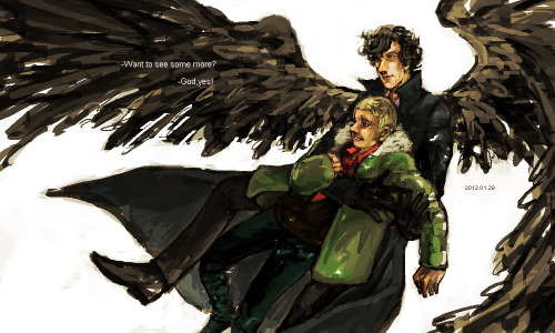xxxxxx6x: I just want to make John happy. And I want to draw Sherlock with wings too. YES ALL THE WINGLOCK