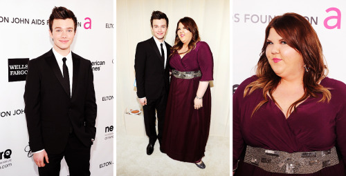Ashley Fink and Chris Colfer arrive at the 20th Annual Elton John AIDS Foundation Academy Awards Viewing Party (Feb. 26)