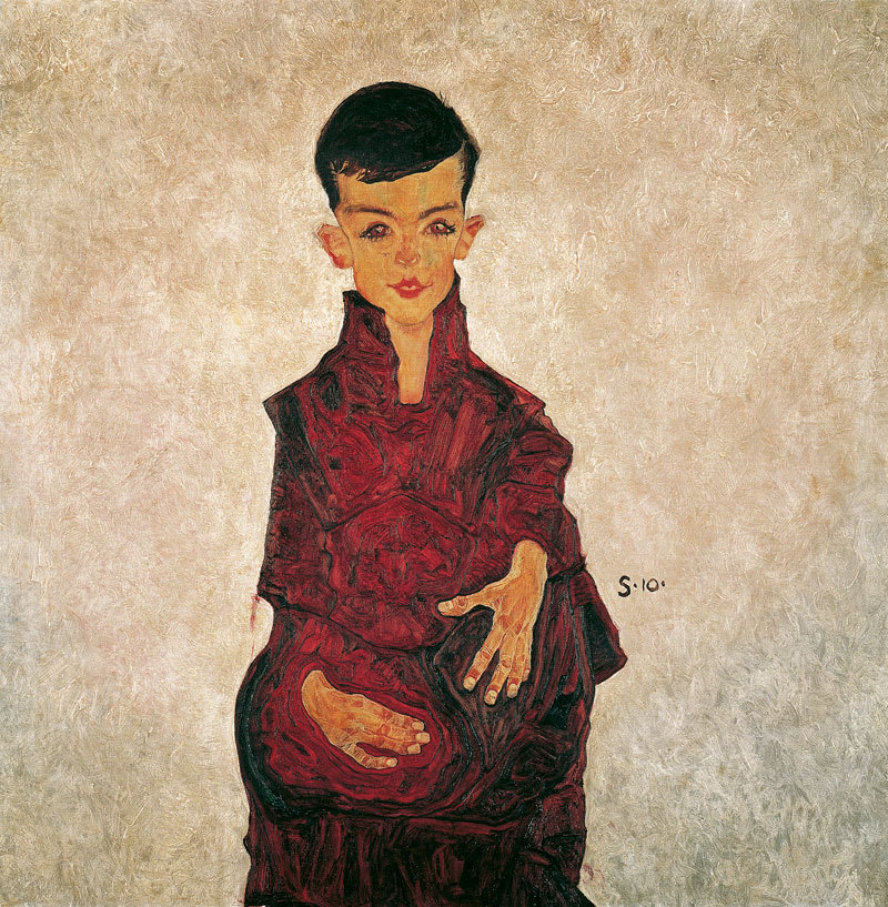 Egon SCHIELE - Portrait of a boy (Portrait of Herbert Rainer aged approximately six), 1910, oil ...