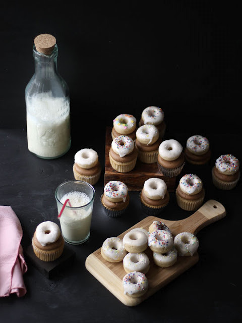 thecakebar Coffee Cupcakes w/ Donut Toppers (recipe) 