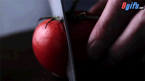 8gifs: Tomato and knife HD animation GIF 