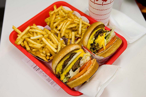 Two Double Double&#8217;s and fries at In N Out (by pointnshoot) 
