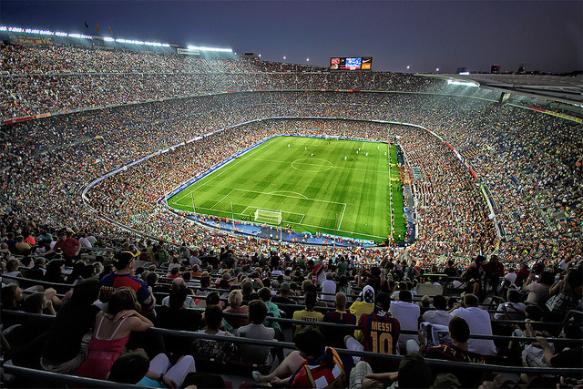stadium-love-: Full House by Clemens Geiger Camp Nou: Home ground of FC Barcelona I have seen many beautiful scenes&#8230;but this has to be one of the best I have ever laid eyes on&#8230;.and keep in mind that I have seen europe, america, and asia&#8230; My God&#8230;I can almost feel the cool breeze&#8230;hear the roar of the fans&#8230;feel the heart beat of each one of them&#8230;.I don&#8217;t want to visit this place&#8230;I want to LIVE in it&#8230;.