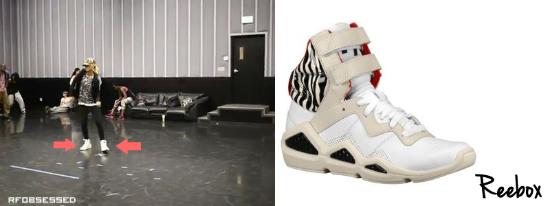 Rihanna uploaded two behind the scenes videos for her upcoming video Where Have You Been wearing a pair of  $79.99 Reebox Classic Chi-Kaze shoes.

Thank you rihluverx for the tip!