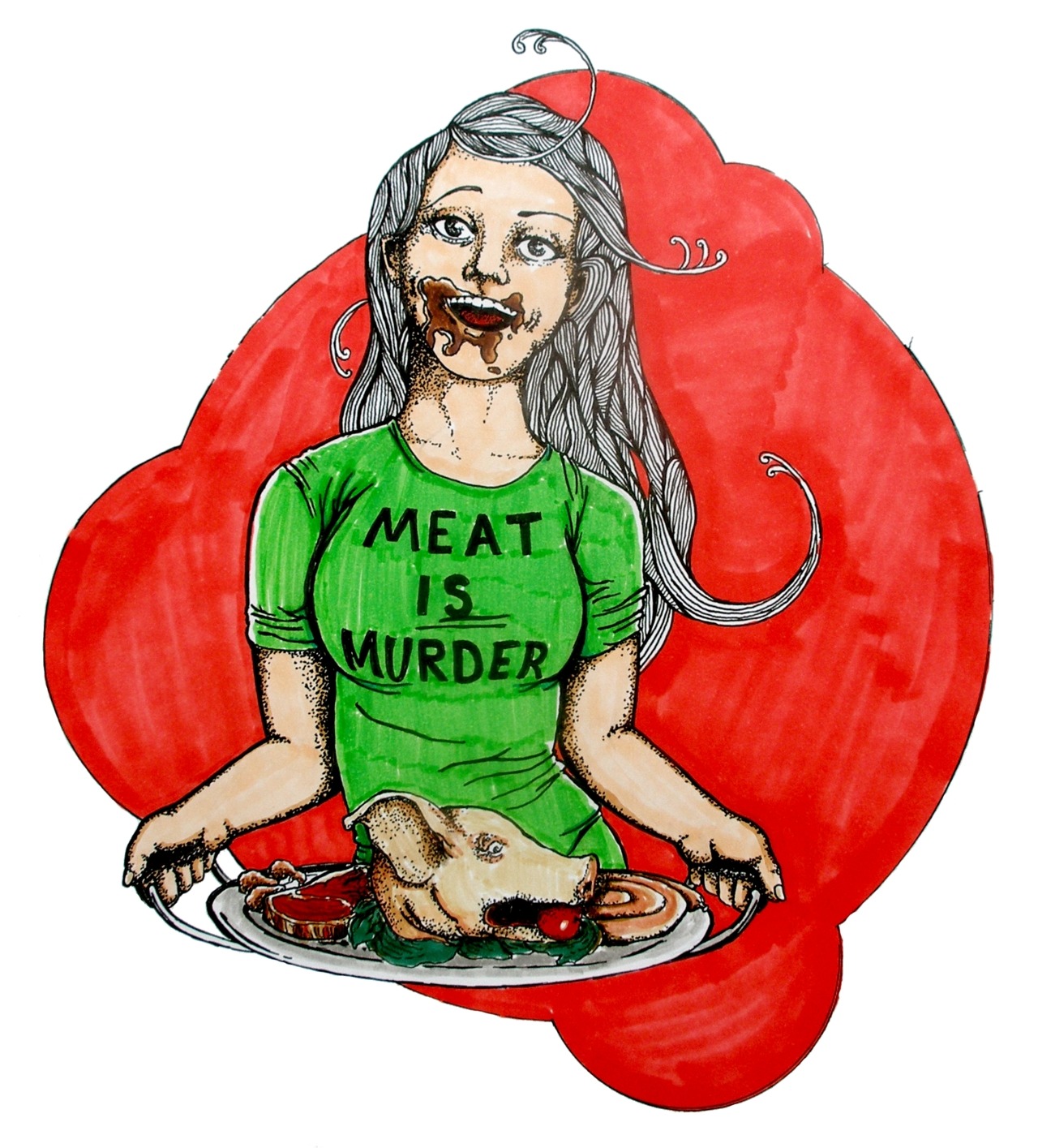 Meat is Murder- Pen &amp; Ink Series Bloody Knuckles 2012