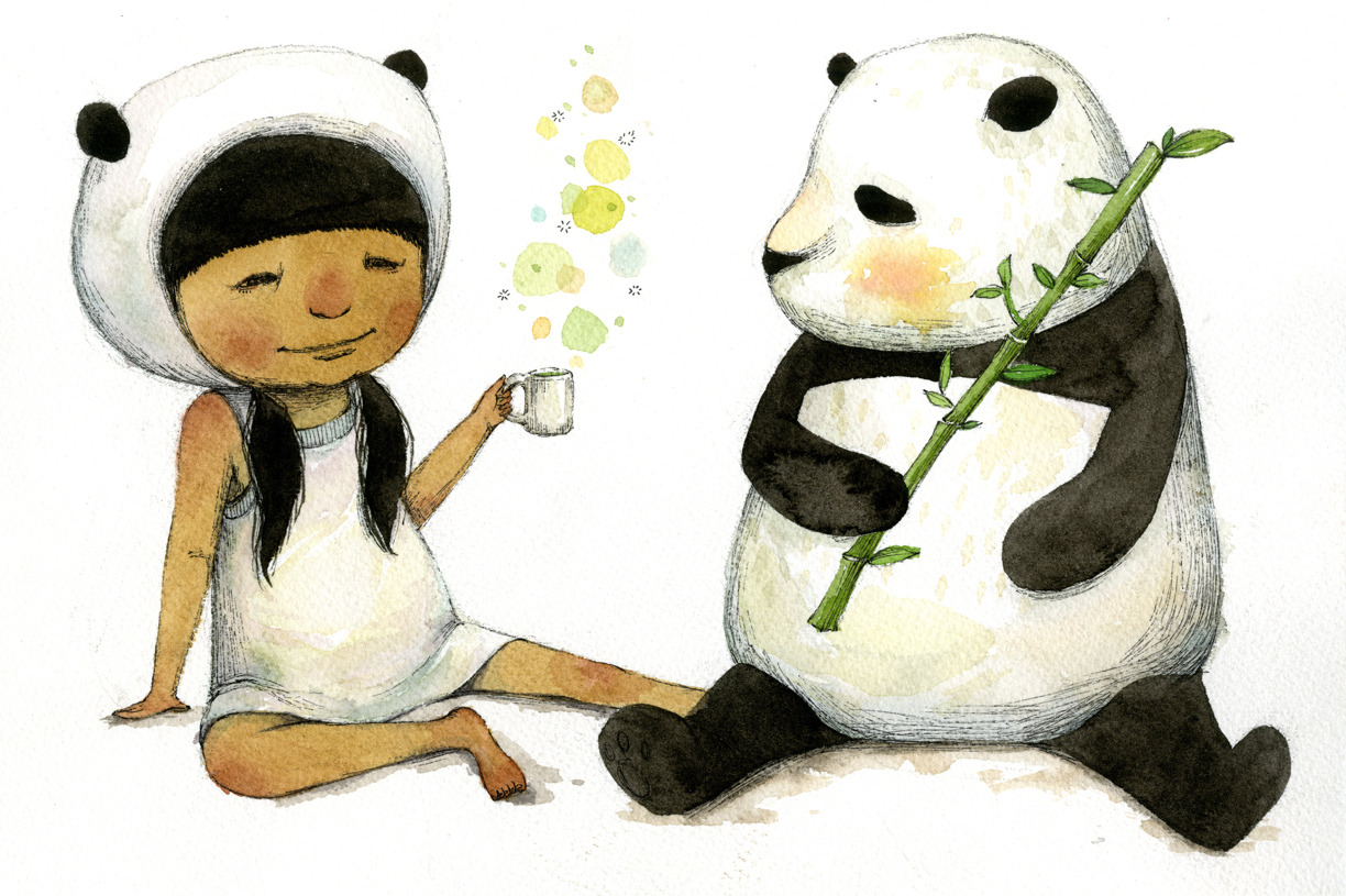 Having a Teatime with Panda by. Young Ju