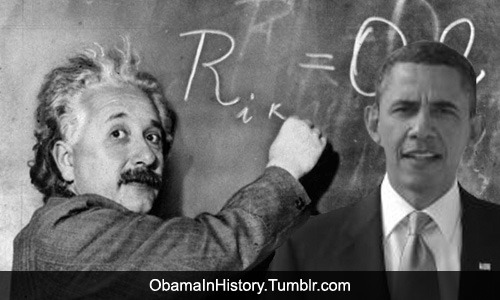 Obama Guest Lecturing With Einstein