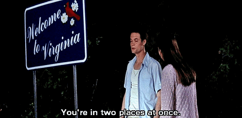 Image result for a walk to remember two places at once gif