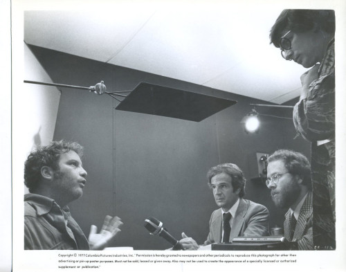  Richard Dreyfus, François Truffaut, Bob Balaban &amp; Steven Spielberg between takes on the set of Close Encounters of the Third Kind 