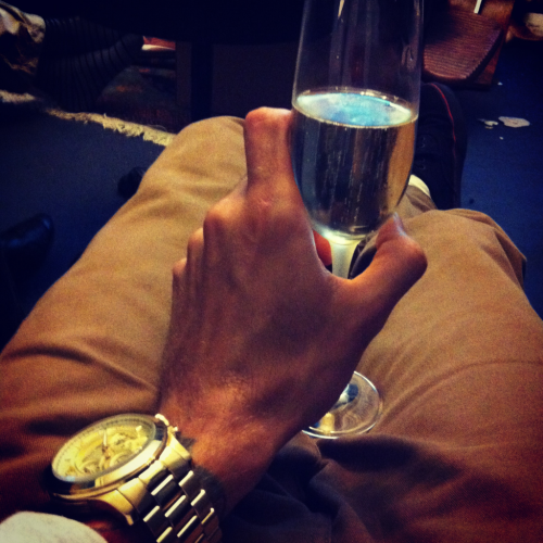 yurplez: Sippin on high grade champagne. 