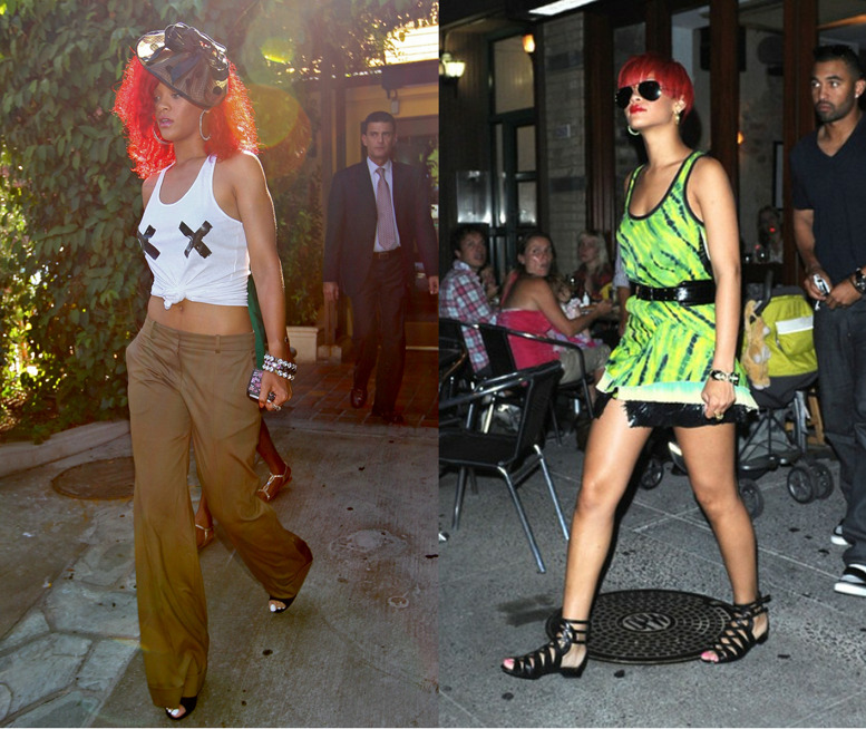 Q: Ermenc: &#8220;what is your least favorite outfit that rihanna wore&#8221;
A: We thought these two were our least favourite outfits they are a few more but these two stuck out the most to us.