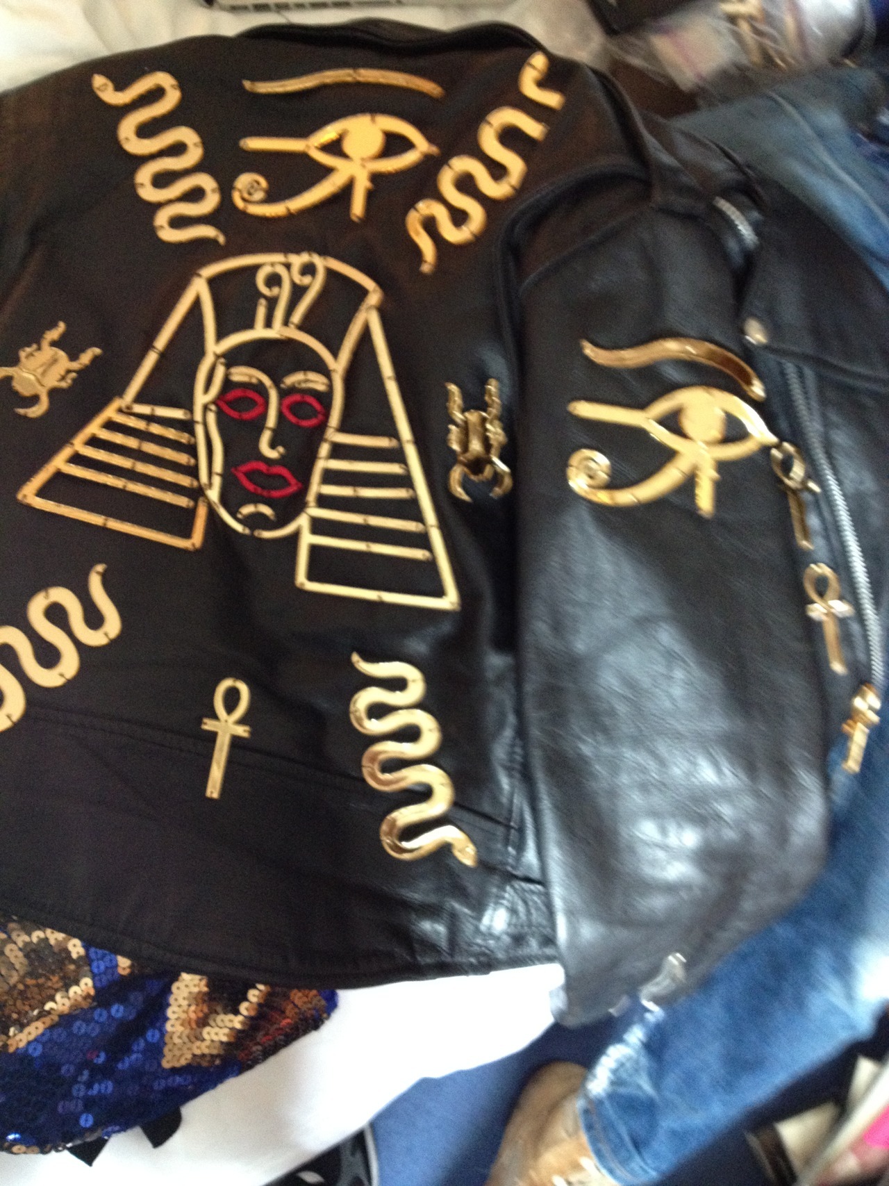 melottenberg:

Adam Selman customized this vintage leather jacket for the summer shows. 
