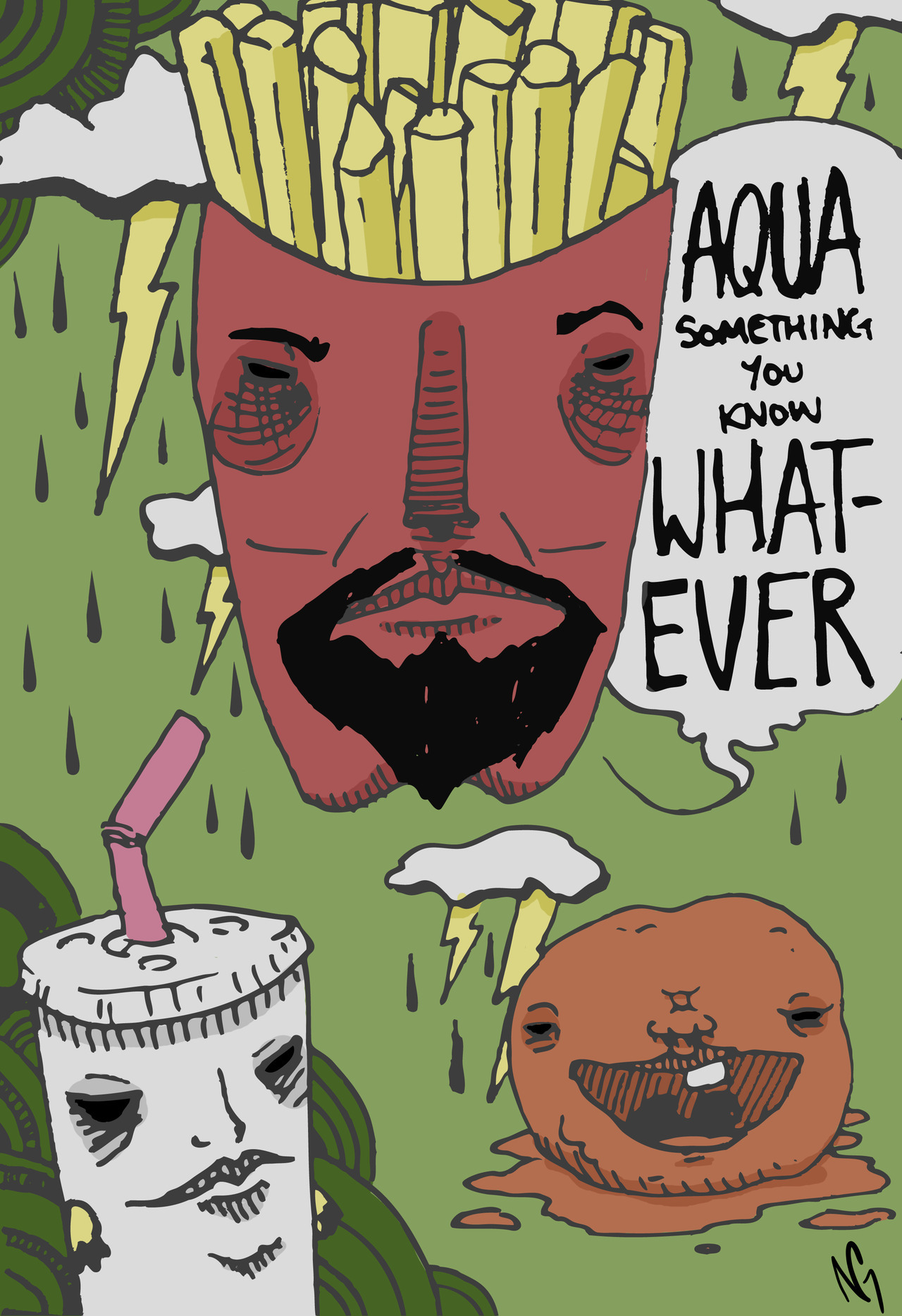 a sketch that i colored in celebration of the new aqua teen season check out my sketchblog