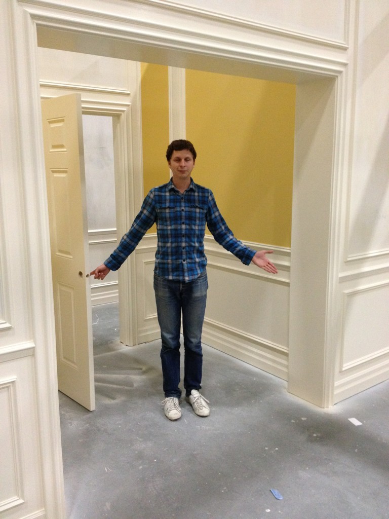 Jason Bateman tweeted this photo of Michael Cera from the Arrested Development movie set with the following:
"A grandson, looking for his Gangee"
&lt;3
