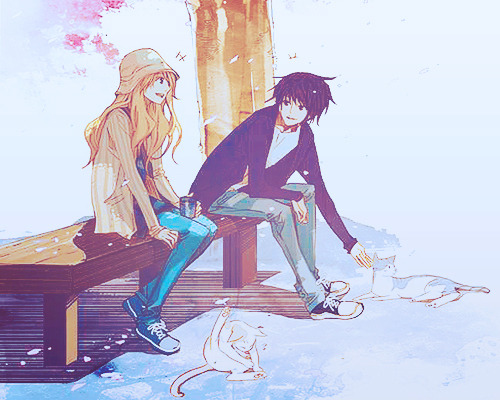 Anime Couple Sitting On Bench gambar ke 19