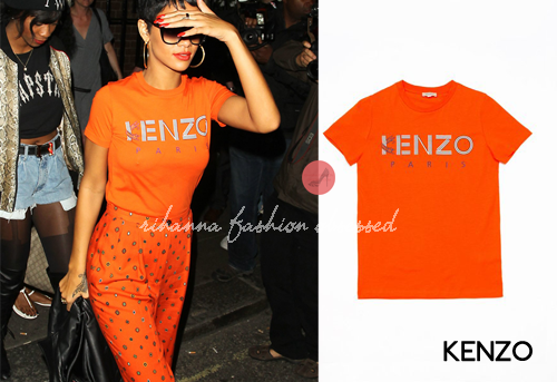 
After performing with Jay Z &amp; Coldplay at the Paralympic Closing Ceremony in London, Rihanna went out to the Arts Club for a afterparty wearing a  $125&#160;Kenzo Tiger Logo tee , $450&#160;Kenzo Vintage Medallion Printed pants, and sunglasses from DITA Eyewear.
