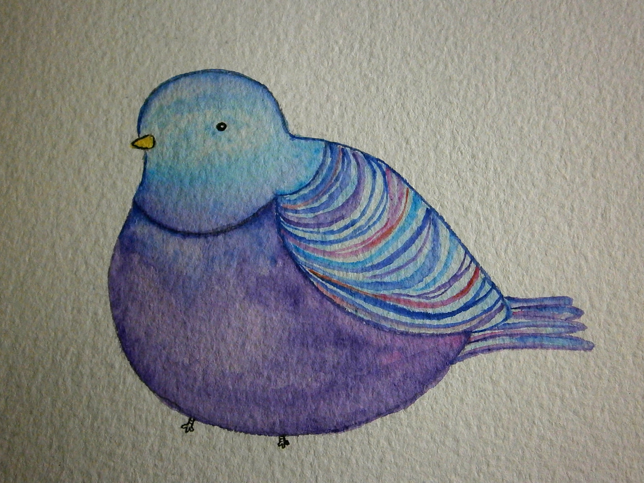 Pigeon inspired by the work of Kate Wilson (littledoodles.net) a birthday card for my friend :) Watercolour. come visit my tumblr for more: joyclan.tumblr.com :)