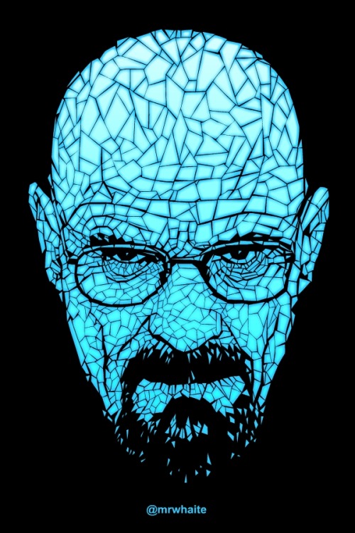 A portrait of Walter White from Breaking Bad.<br />
This design is available as a T-shirt here - http://www.redbubble.com/people/mrwhaite/works/9487011-breaking-meth