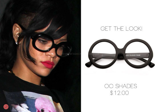 Love Rihanna&#8217;s round eyewear she wore recently? You can get her similar look by OC shades for $12.00 (international shipping available). Click HERE to buy, also available in colour tortoise.