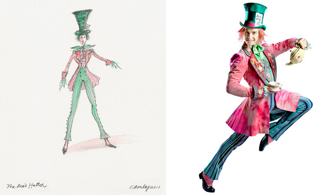 Sketch for the Mad Hatter for Alice’s Adventures in Wonderland.
Costume Design by Bob Crowley. Robert Stephen in Alice’s Adventures in Wonderland. Photo by Christopher Wahl.
